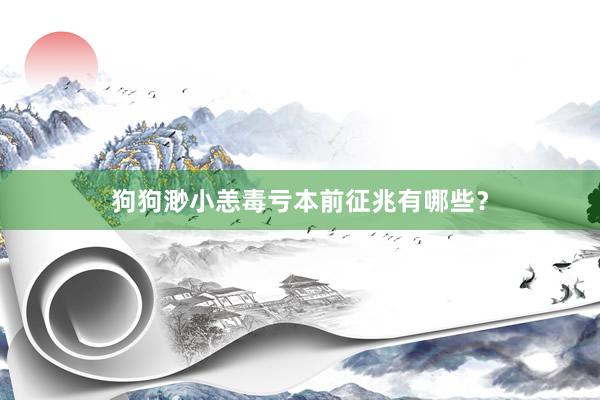 狗狗渺小恙毒亏本前征兆有哪些？