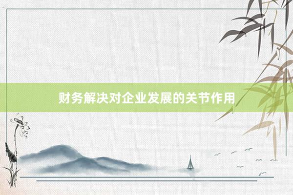 财务解决对企业发展的关节作用